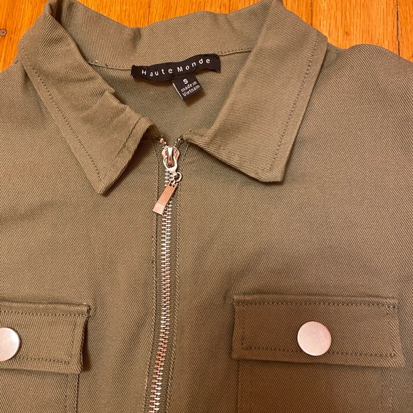 Haute Monde Olive Green Romper Like New - Picture 3 of 4